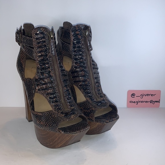 8 Sabina Snakeskin Leather Heels Jessica Simpson - Picture 2 of 16